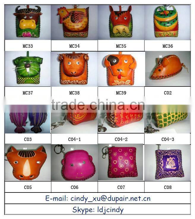 High quality Pure hand-made genuine leathter animal coin purse