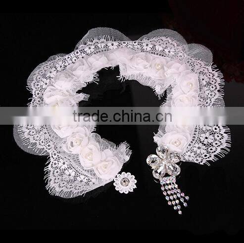 MYLOVE Handmade jewelry set white lace crystal necklace and earring MLT008