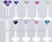 2014 wholesale cheap gold plating gem fashion lip labret rings body piercing jewelry