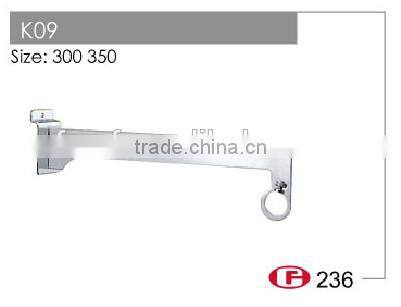 K09 Supermarket use Metal chrome slatwall shelf bracket for round tube