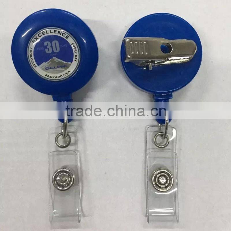 swivel metal alligator clip plastic retractable badge reel