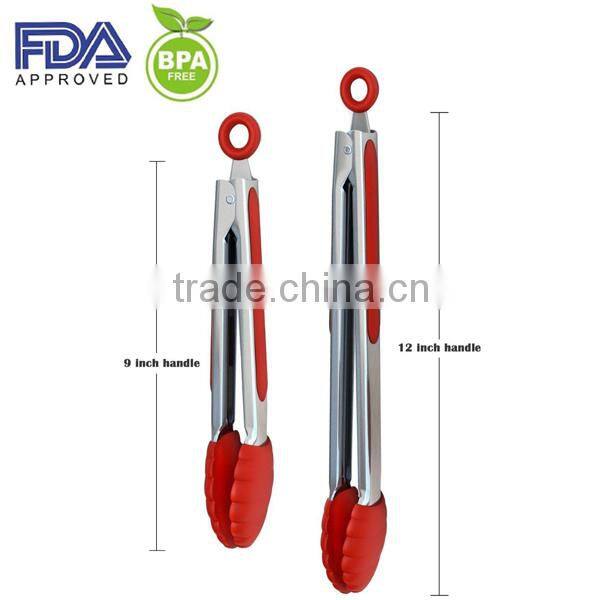 Heat Resistant Food Silicone Tong With Staninless Steel