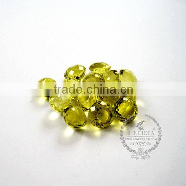 14-14.5mm round faceted cut natural lemon quartz semi precious loose stone gemstone diy ring,earrings cabochon 4110103