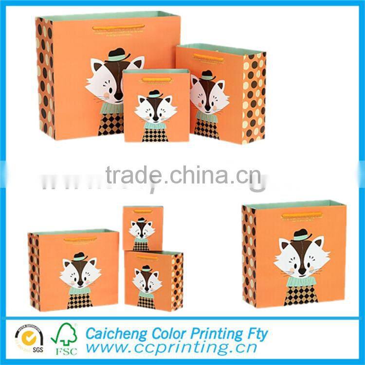 Cute paper bag with cartoon printed for gift packing