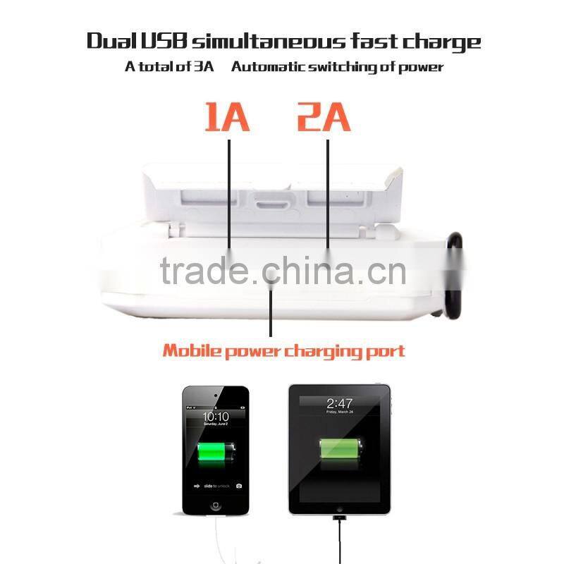 Outdoor survival waterproof solar mobile power bank charger with hook 10000mah