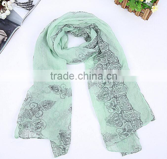 High quality Blue and White Porcelain Style Thin Section the Silk Floss Women Scarf Shawl