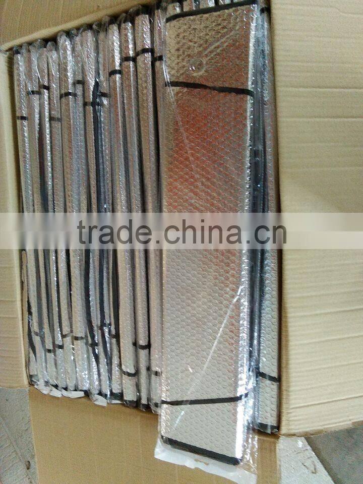 Foldable sun plain car visor PE bubble aluminum foil with 2 elastic bands for better storage