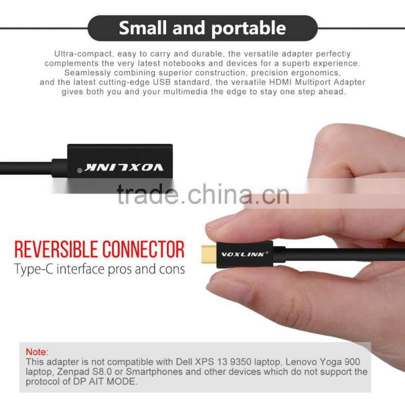 VOXLINK 20cm 4K signal Gold plated USB 3.1 Type C Male to HDMI Female Cable for macbook