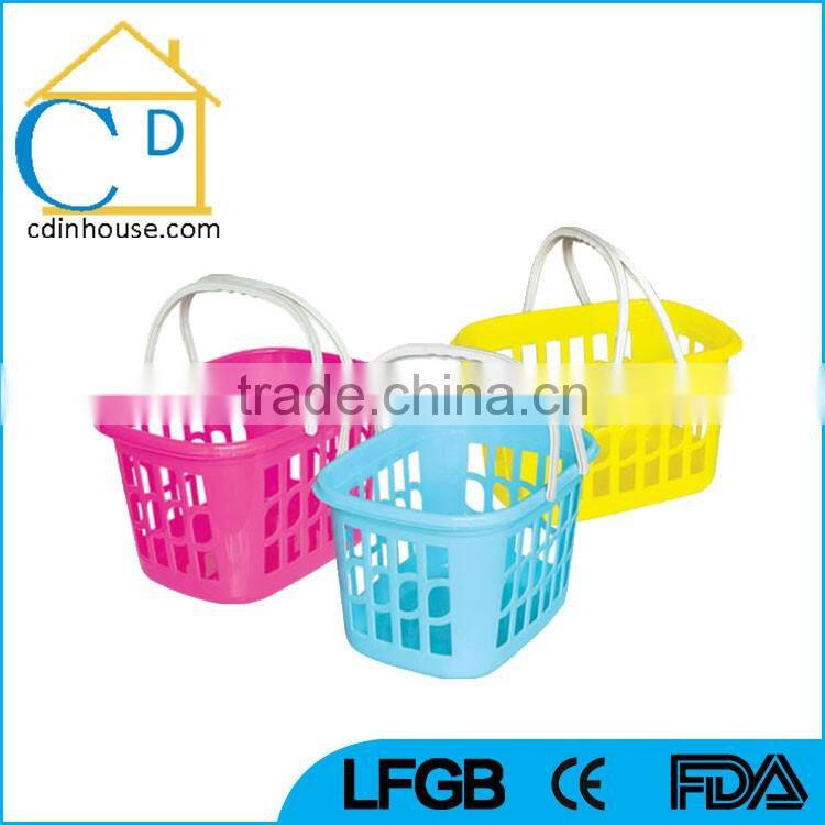 Plastic Laundry Basket With Folding Handles Storage Washing Bin