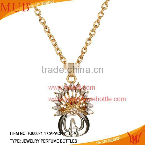 Beautiful Peacock Shape Jewelry Pendant Glass Perfume bottle jewelry