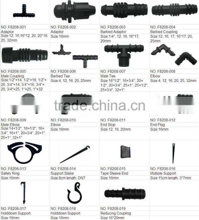 High quality drip irrigation system plastic barbed adaptor for drip line and PE pipe