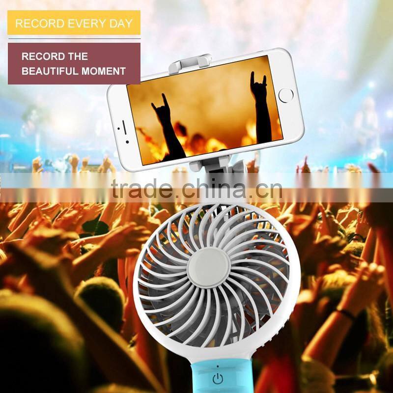 2016 new arrival selfie stick with fan rechargeable mini fan with power bank