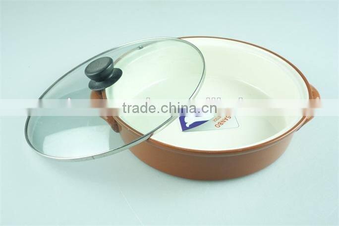 wholesale stock terracotta colour casserole with glass lid,terracotta pot