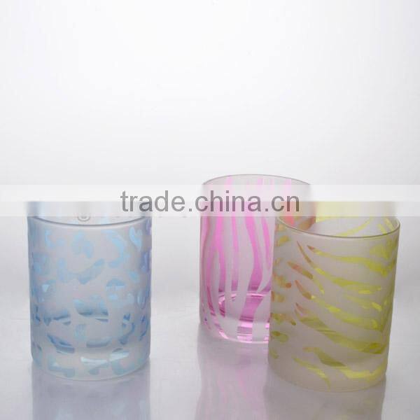 colored sand blasting decorated wholesale glass tumblers