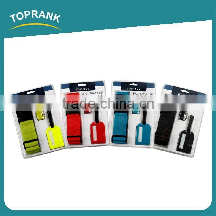 Toprank Colorful Adjustable Luggage Belt Strap 3-digit TSA Lock And Luggage Tag 3pcs Flight Travel Luggage Set For Suitcase