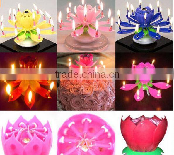 Intelligent+ Multicolors Musical Blossom Lotus Flower Rotatable Birthday Candles