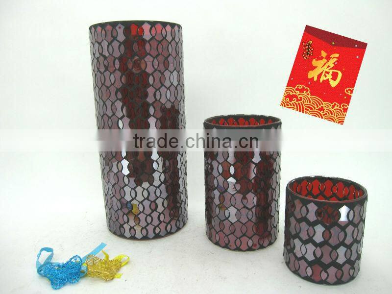 Wedding Gift Red Mosaic Chinese Vase Glass Cylinder