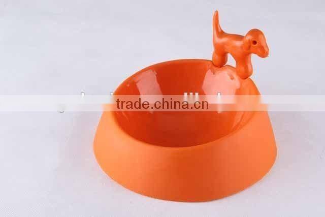 3D dog design matte plastic pet bowl