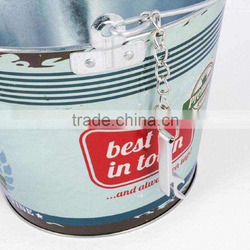 Metal Ice Beer Bucket with Bottle Opener for Garden Party BBQ Barbeque Birthday (Cold Beer)