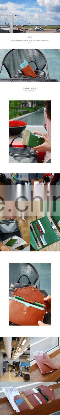 Multifunction Rfid blocking leather passport holder wallet/ PU travel document holder
