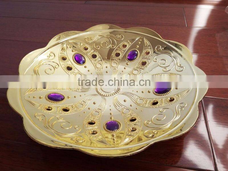 silver plastic charger plate decorative gilded fruit tray
