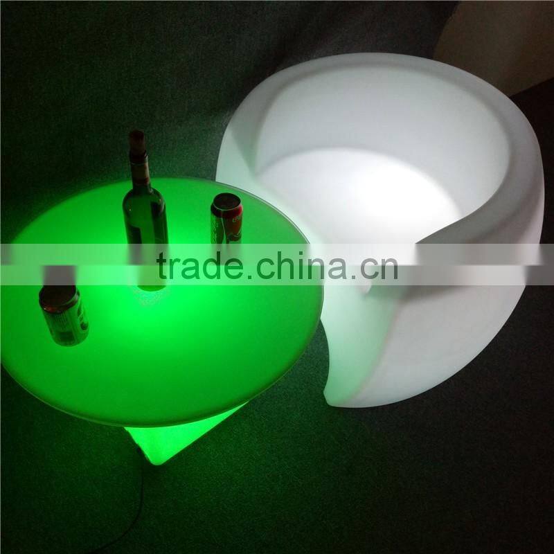 Modern classic plastic colorful lighting illuminated RGB LED chair with table