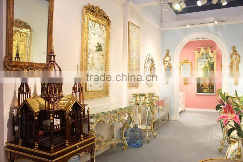Hand Drawing Room Furniture Baroque Style Hallway Console Table and Mirror