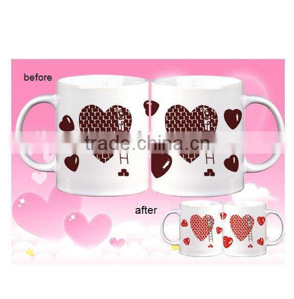 Heart ceramic color mug set of 2