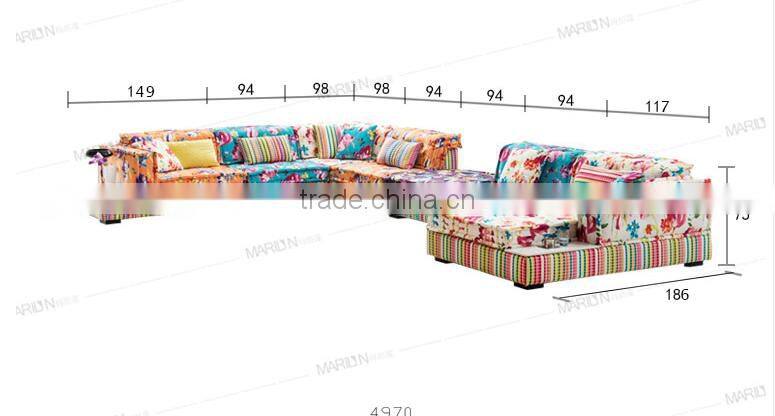 OZ224 new design luxury Multi color velvet fabric living room sectional home furniture soft fabric sofa