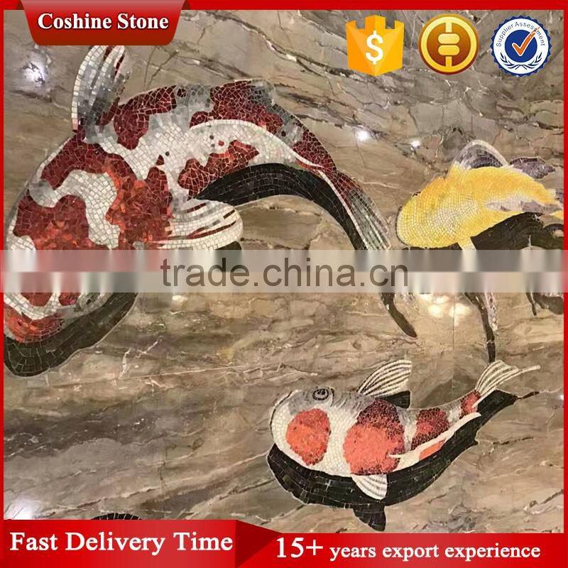 3d vivid fish mosaic tile pattern for wall decoration
