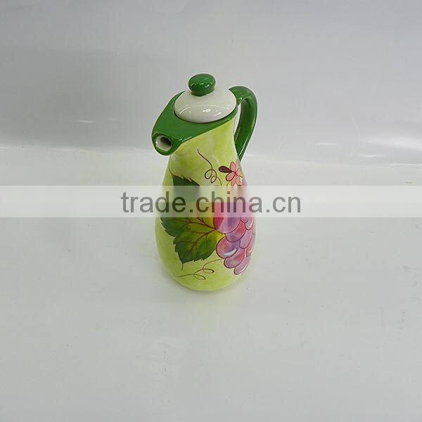Novel design handpainted ceramic oil vinegar bottle