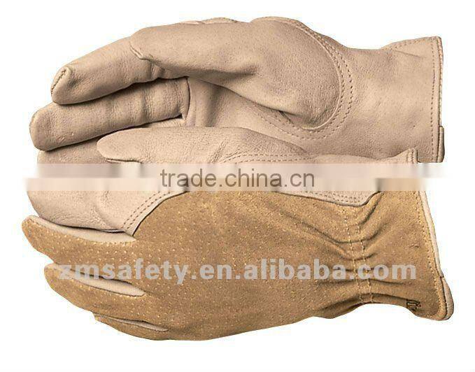 White Goat Grain Leather Driver Glove with CE approval ZM111-G