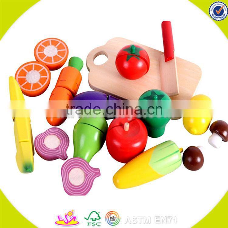 wholesale hot wooden cutting food toy colorful wooden pretend cutting food toy baby cutting fruits and vegetables W10B125