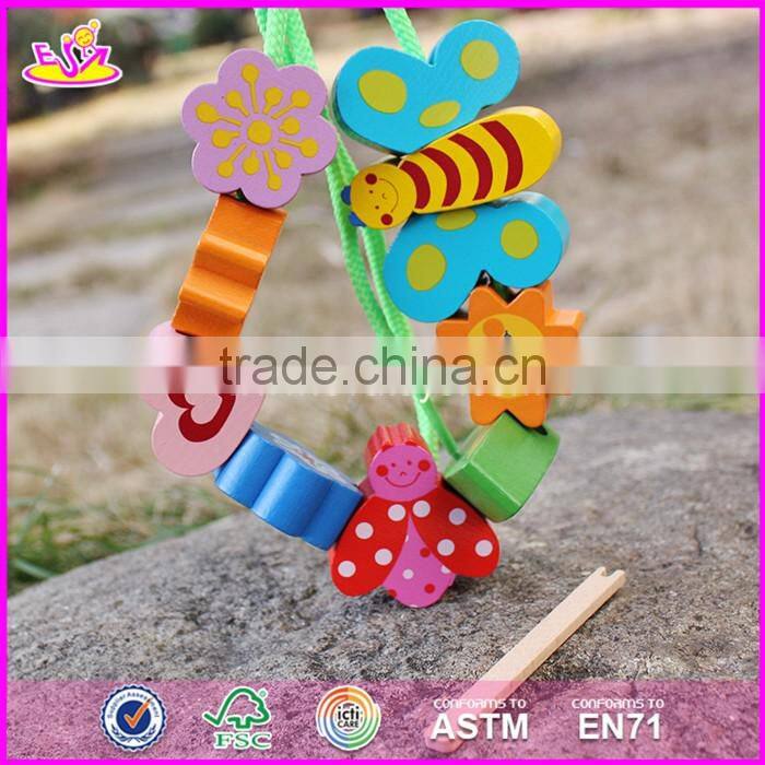 2017 New design 10 pieces beads children preschool wooden lacing toys W11E064-S