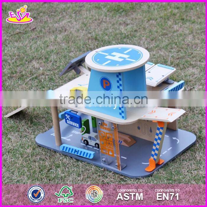2017 new products children parking toy wooden toy garage set W04B048