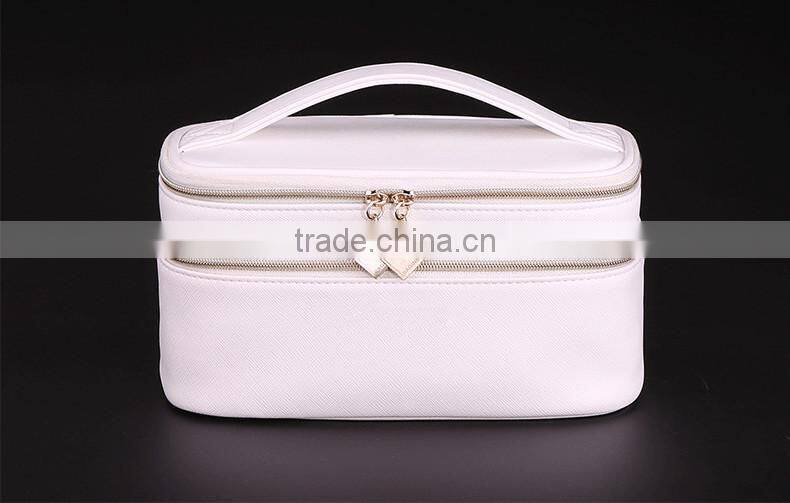 Luxury PU leather 2-layer cosmetic bag case