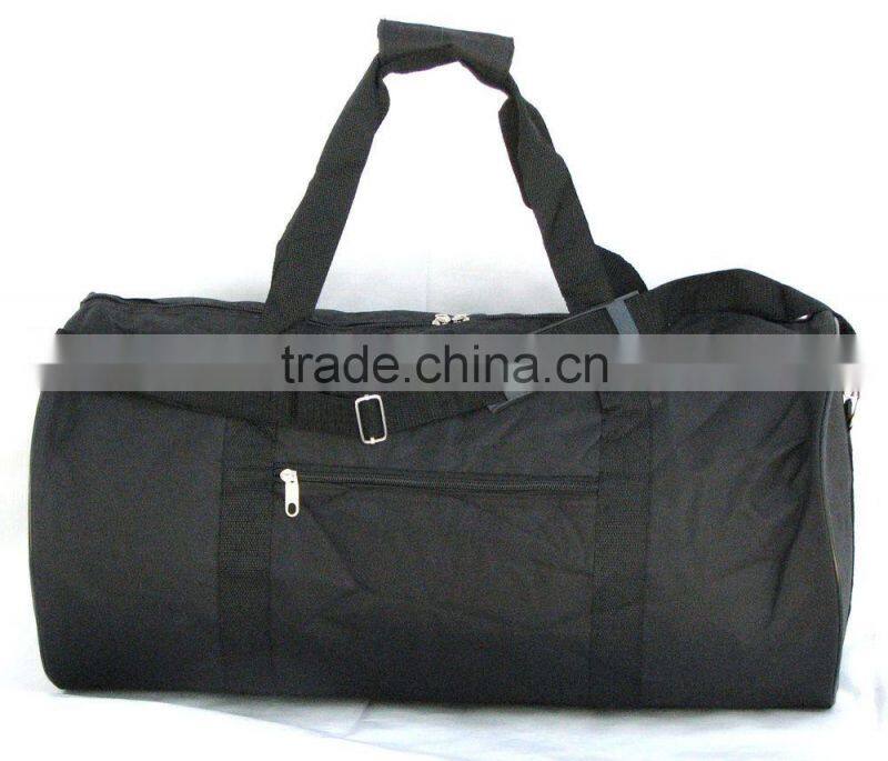 2015 Hot Promote Fashion 600D/PVC travel/duffle bag with Front zipper pocket between handles and and Adjustable shoulder straps