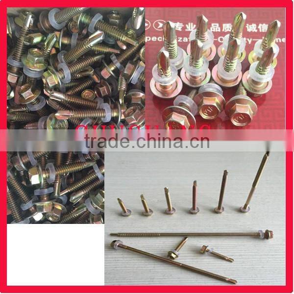 Yellow Zinc Plated Self Tapping Screw With Rubber Washer