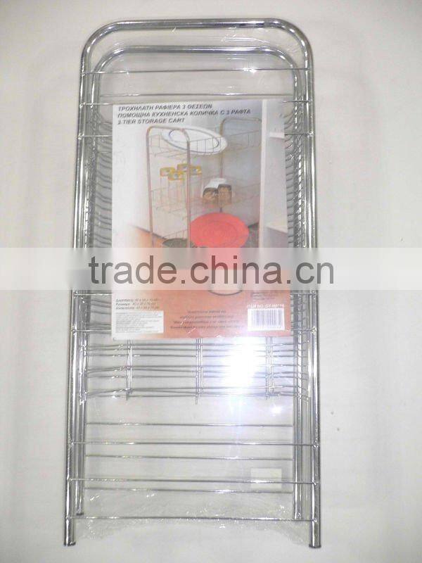 3-tier metal storage cart shelf rack with wheels for Home&Kitchen