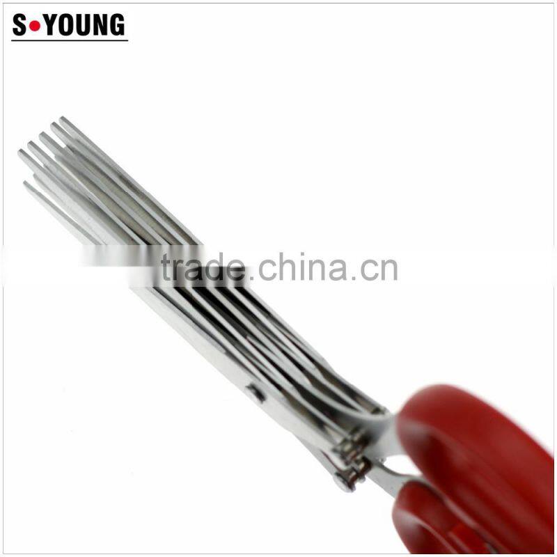 61019 New Design And High Quality snipping shearing Plastic Household Kitchen Stainless Steel 5 Blades herb scissors