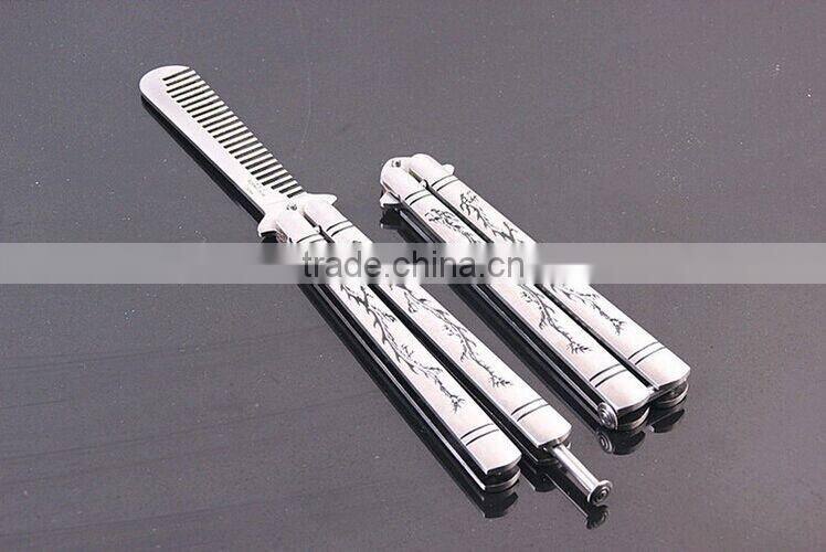 Wholesales Sliver Comb Multi function Stainless Steel Trainer Tool Butterfly Comb