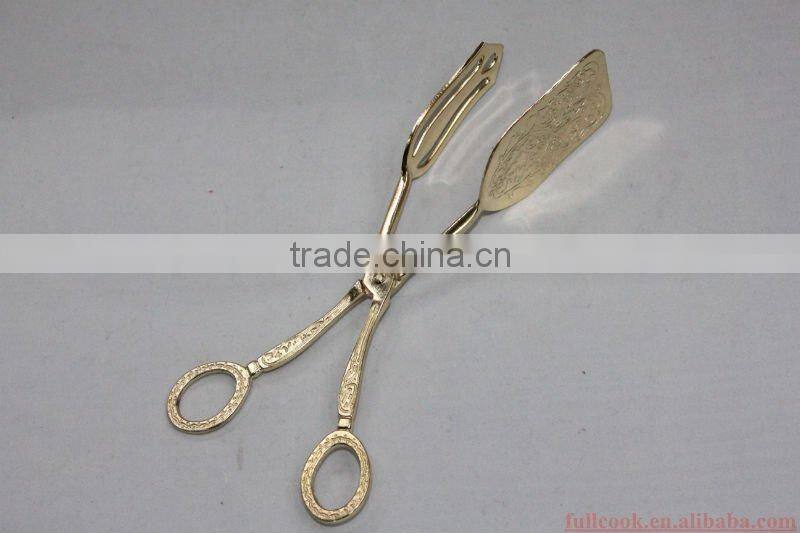Deluxe food tong w/golden and silver
