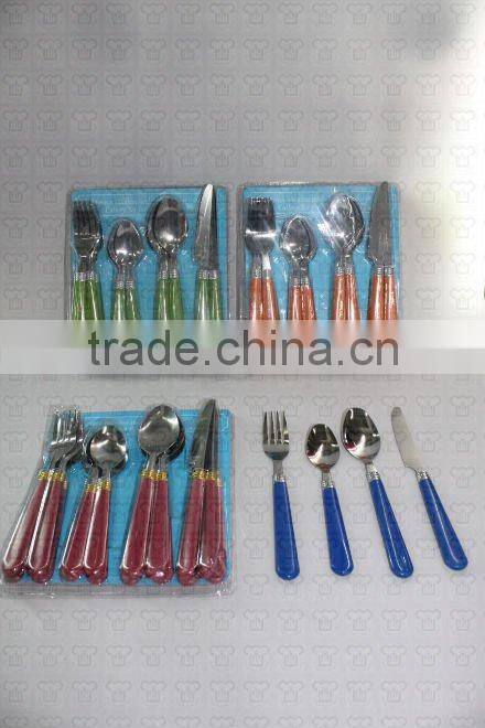 Hot!!!! stainless steel dinnerware set w/coloreful plastic handle