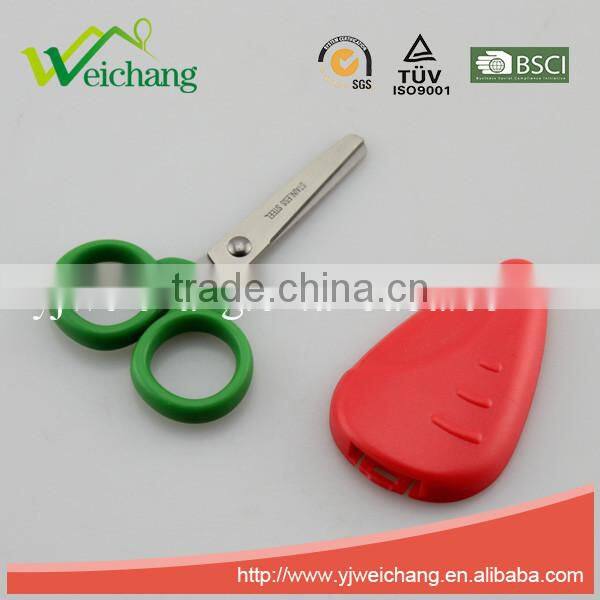 WCSC210 premium novelty wholesale soft handle colorful school children plastic scissors with funny carrot shape cover