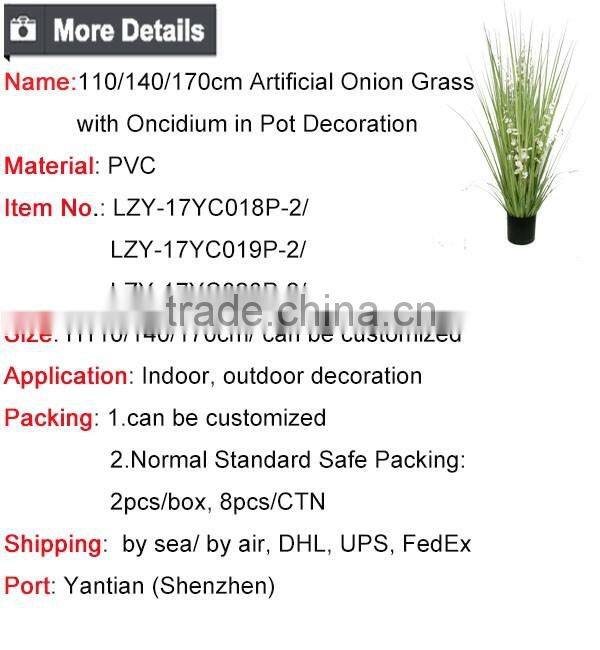 110 / 140 / 170cm Artificial Grass Potted Onion Grass with Orchid Flowers for Indoor Decoration Pots Plant