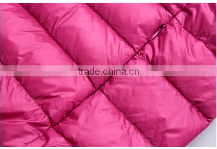 2016 customized manufacture fashionable winter thin ladies down jacket with hoodie