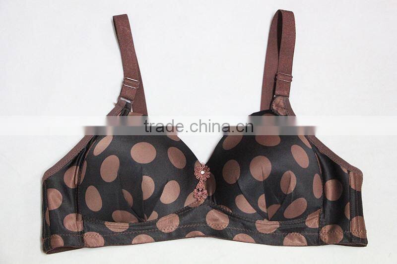 Black bra with brown dot printing/high quality big cup bra