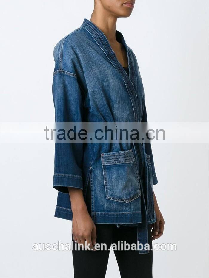 hot sale unique design lady denim kimono style jackets for sale