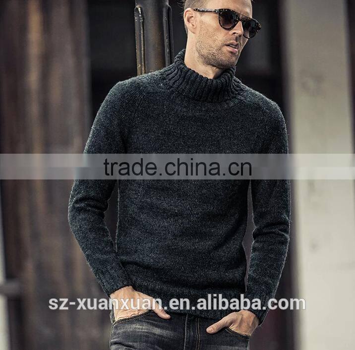 Latest fashion men turtleneck pure color sweater