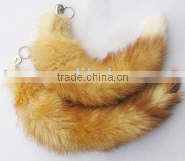 CX-R-03 Natural Colour Fox Tail Custom Metal Keychain